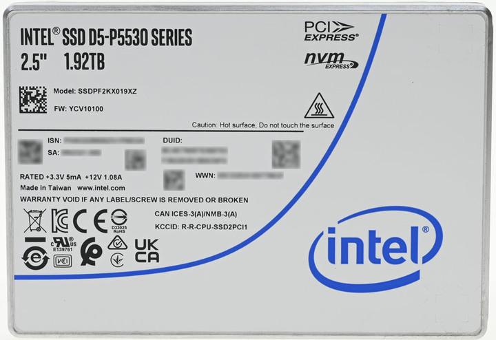 點我看大圖 Intel D5-P5530 U.2 Gen4 NVMe 1.92TB SSD簡測