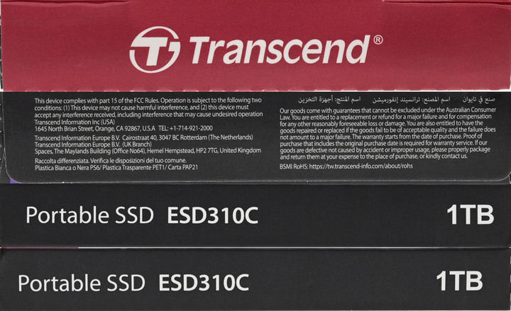 創見Transcend ESD310C雙頭外接式1TB SSD開箱