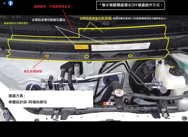 TownAce前檔玻璃下緣承水板(集水板)漏水疑慮與補正辦法