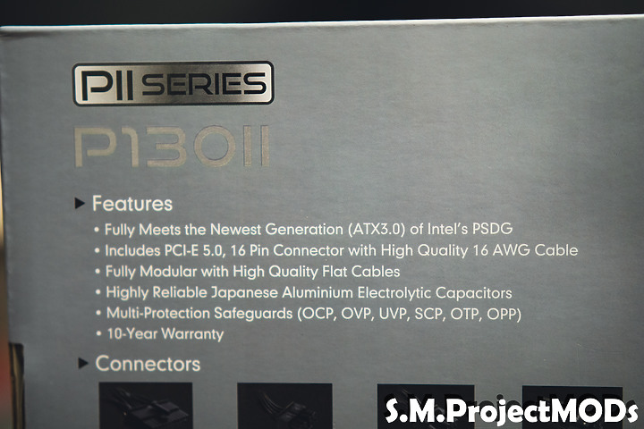 點我看大圖 嘿!InWin 迎廣 P130II 這款性能怪獸具備兩組PCI-E 5.0輸出。是一款十年保固的白金級電源