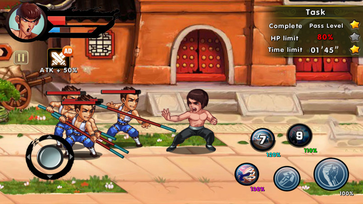 《Kung Fu Attack: Final Fight》真功夫激戰 橫向卷軸 街機格鬥 | 畫質普通 打擊感還行 通關後有強制廣告 下方偶爾有跑馬燈廣告