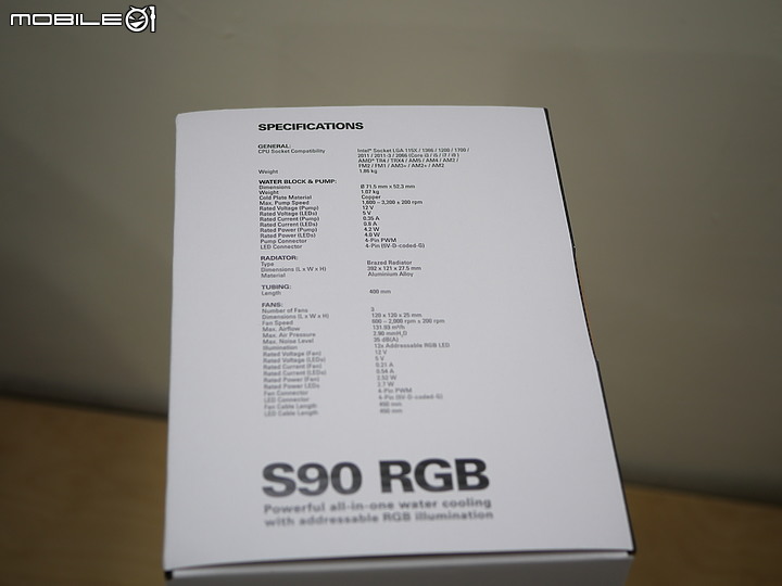 點我看大圖 旋剛 Sharkoon 緊湊型一體 AIO 水冷 S90 RGB 開箱