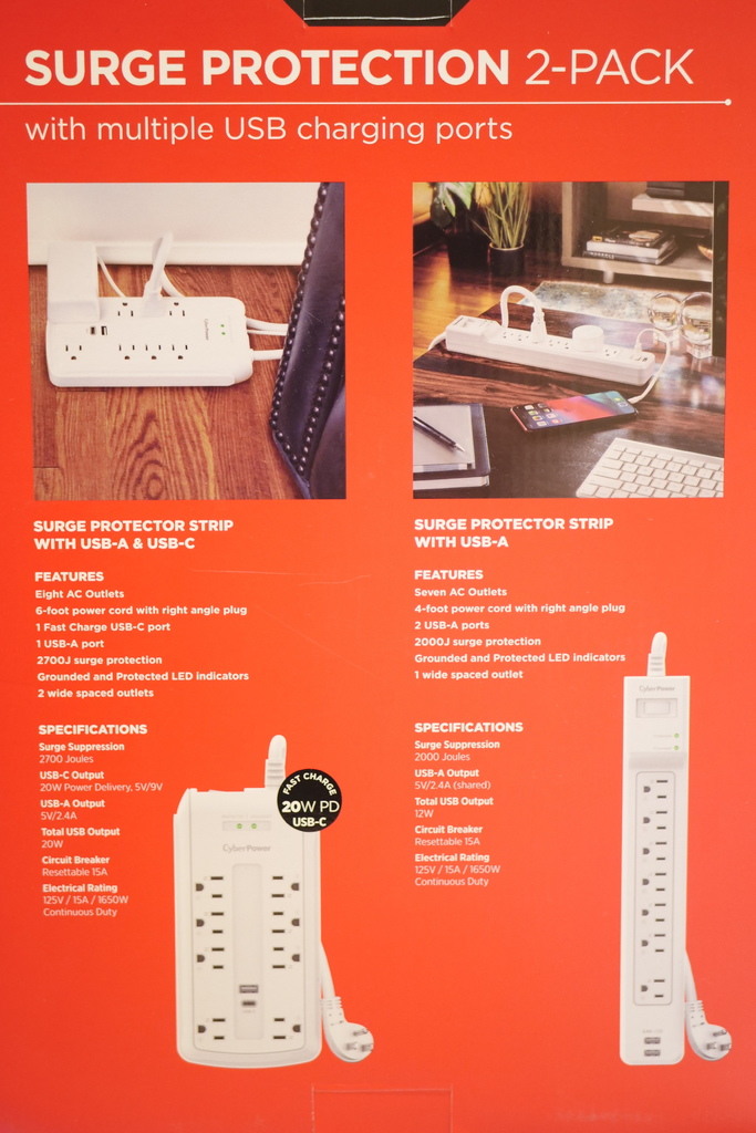 點我看大圖 CyberPower Surge Protection 碩天防突波延長用電源線兩入組 簡易開箱