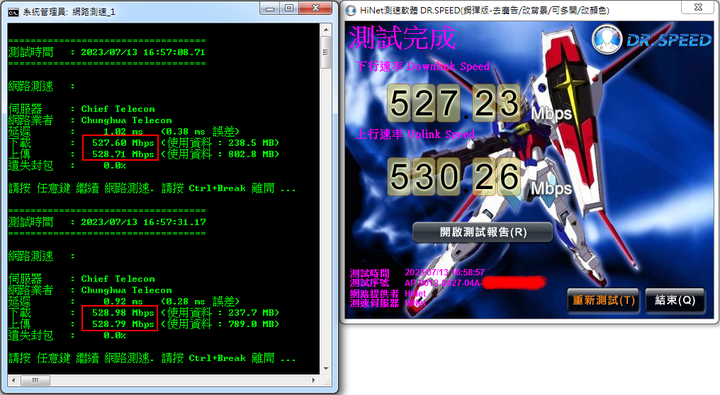 點我看大圖 關於 中華電信 升速 500/500 Mbps 資料造假