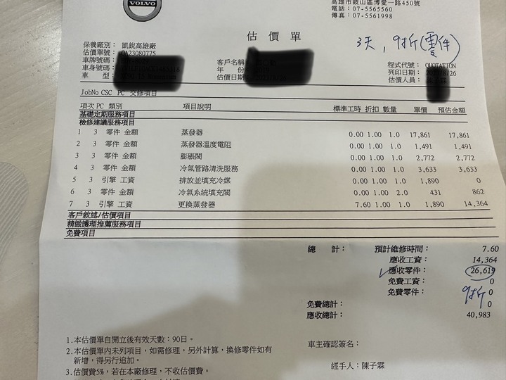 XC90過保蒸發器損壞,有悲慘經驗請+1,強烈建議要入手VOLVO要有心理準備