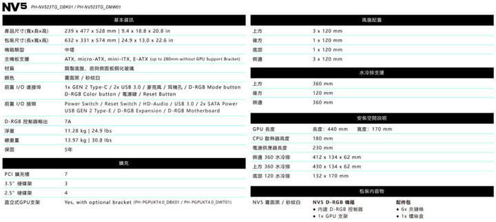Phanteks 追風者 NV5 / Premium DRGB 套件 海景房直立式中塔機箱