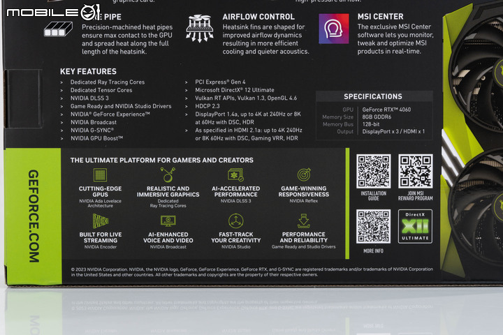 微星 GEFORCE RTX 4060 GAMING X NV EDITION 顯示卡快速開箱試用 以特殊塗裝與大型散熱設計打造不同風格