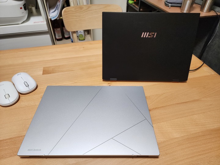 MSI 微星 Summit E13FlipEvo 開箱 對比 ASUS 華碩 zenbook 14 oled