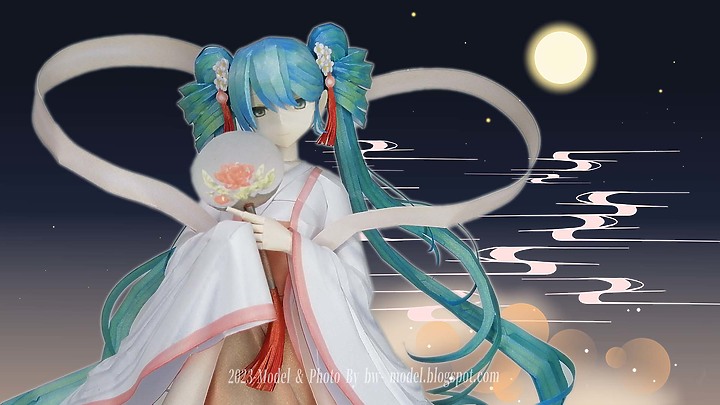 點我看大圖 VOCALOID 初音未來(中秋明月 Ver.) 紙模型 製作
