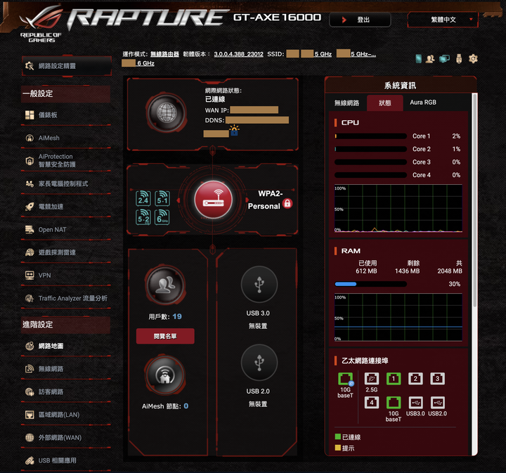 點我看大圖 ASUS GT-AXE16000 WiFi 6E x 中華電信2G/1G 搶先開箱 簡單測試