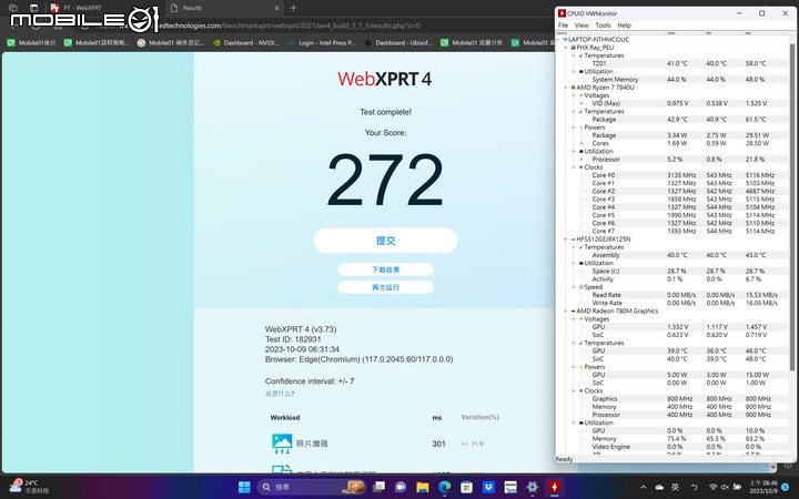 AMD Ryzen 7 7840U 處理器體驗測試 以單核高時脈搭配 AI 加速賦予輕薄筆電性能表現