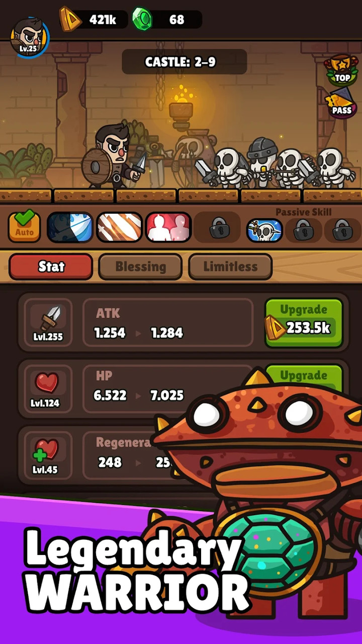 《閒置RPG冒險英雄》Idle RPG Adventure Hero 相當硬核的放置型 RPG 無主線任務 功能需要慢慢開啟 | 抽取裝備、技能、寵物 只能慢慢推進關卡 獲取資源