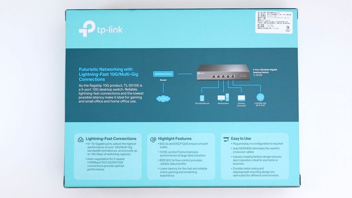 點我看大圖 無聲無息,更加隱形 TP-Link TL-SX105 五埠 10GbE Fanless Decktop Switch