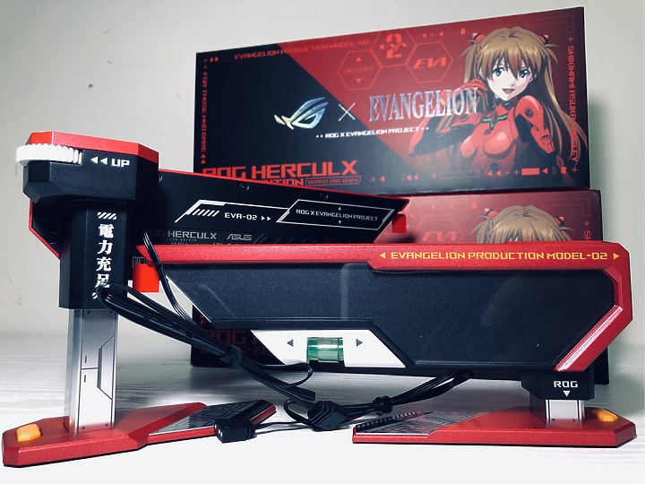 點我看大圖 「明日香-限定聯名版顯示卡支撐架」ROG Herculx EVA-02 Edition