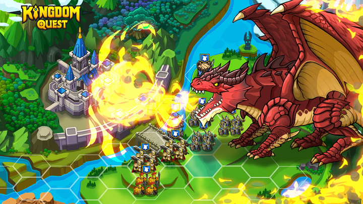《Kingdom Quest - 空閒遊戲》Q版西方奇幻 RPG 經典九宮格戰前布陣 屬性克制 隊長設定 開局直接放技能 | 超過 90+ 獨特英雄 收集養成 通過進化、覺醒、增強技能 強大我們的英雄
