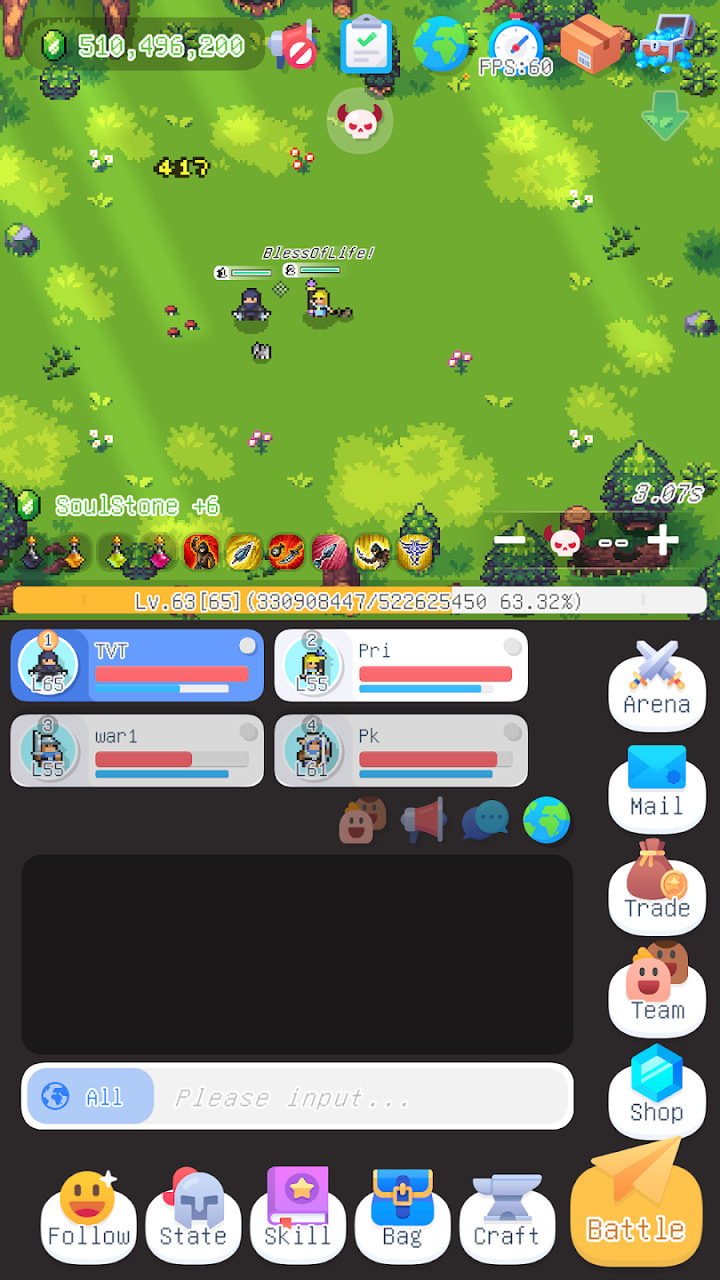 《泰尼世界》Tiny World 像素風多人在線遊戲 MMORPG | 畫面超簡易 多職業選擇 戰士、遊俠、精靈牧師、炎術士、盜賊、風靈 | 可以與其他玩家組隊一起戰鬥 挑戰副本