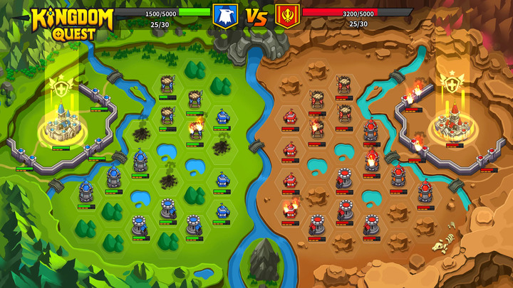 《Kingdom Quest - 空閒遊戲》Q版西方奇幻 RPG 經典九宮格戰前布陣 屬性克制 隊長設定 開局直接放技能 | 超過 90+ 獨特英雄 收集養成 通過進化、覺醒、增強技能 強大我們的英雄