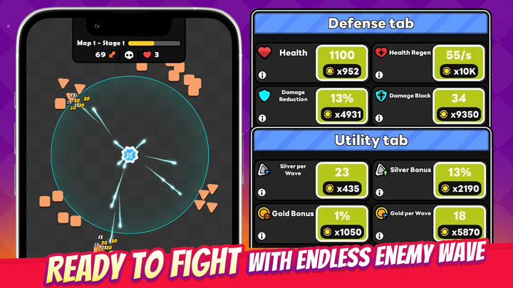 《Idle Cannon: Tower TD Geometry》11月16日 通知上架 放置大砲 定點塔防防禦玩法 | 幾何圖形 單一圖片與顏色 戰鬥中與戰鬥外進行養成 防禦無止盡的攻擊