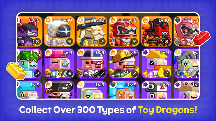 《Meta Toy DragonZ SAGA》像素風格 玩具工廠經營建造 設置升級各種生產線 | 抽取300+特色玩具龍 組成夢幻隊 征服世界舞台 尋回失落寶藏 競技場 PVP 展現戰略實力