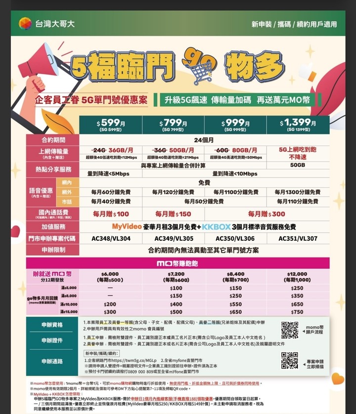 台哥大11月企客方案