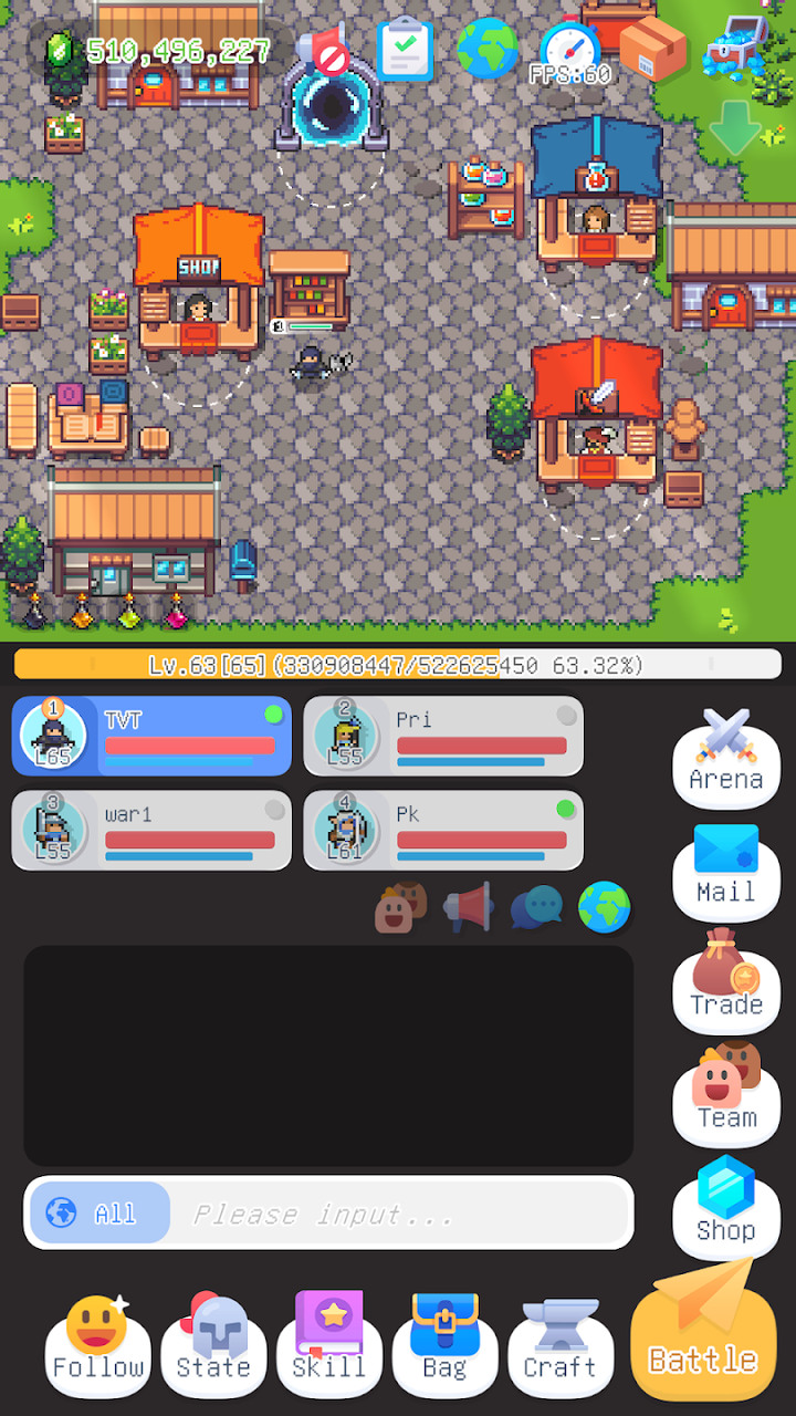 《泰尼世界》Tiny World 像素風多人在線遊戲 MMORPG | 畫面超簡易 多職業選擇 戰士、遊俠、精靈牧師、炎術士、盜賊、風靈 | 可以與其他玩家組隊一起戰鬥 挑戰副本