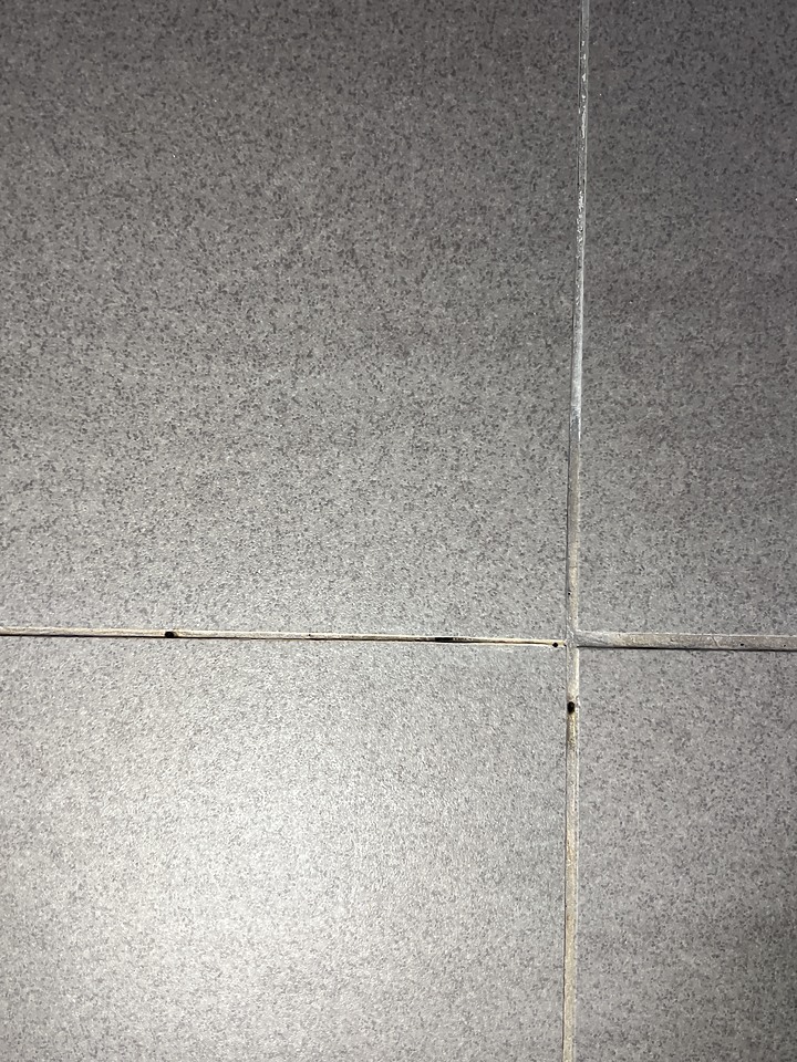 洗澡後淋浴間外乾區的靠牆地磚縫隙冒水