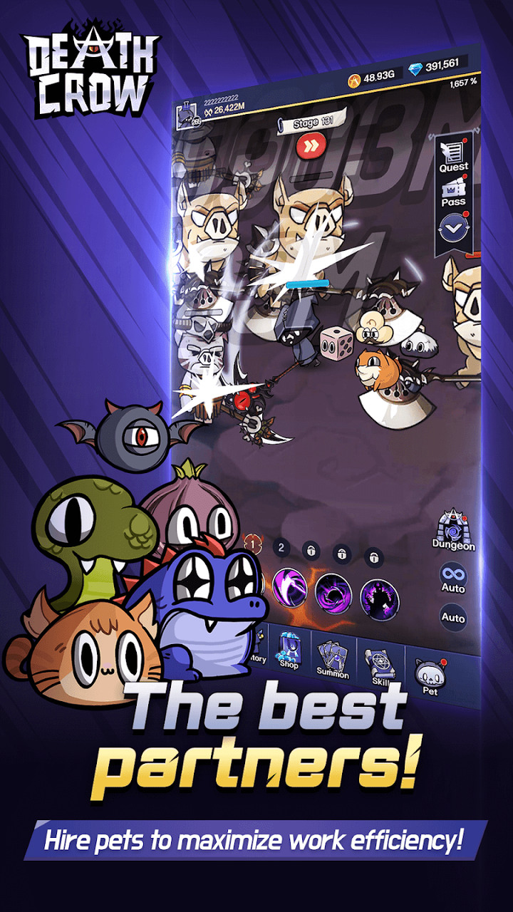 《死神克勞養成：放置型RPG》Death Crow : IDLE RPG 韓國放置類單人養成 RPG | 扮演烏鴉死神 淨化地球上腐敗的靈魂 完成主線任務 抽取鐮刀武器、飾品、技能