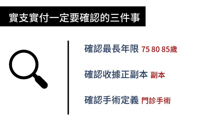 ▍「實支實付醫療險」一定要確認的三件事