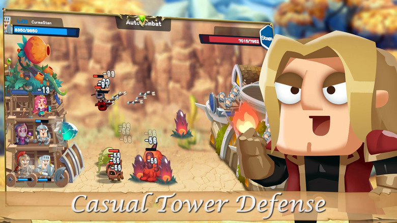《Battle Towers - TD Royale RPG》皇家對戰塔防 中世紀魔法休閒塔防 | 升級戰車城堡 配置部件 召喚士兵、弓箭手、法師、大砲、激光 手動施放英雄技能 箭雨、冰暴冰凍敵人