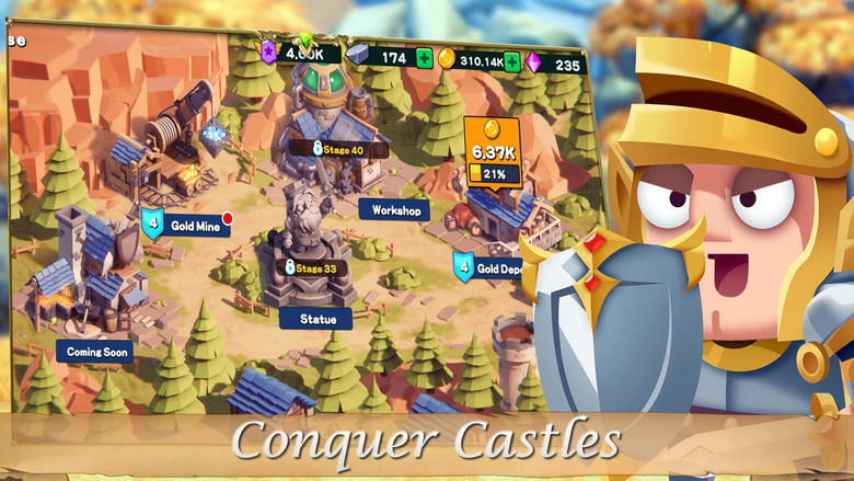 《Battle Towers - TD Royale RPG》皇家對戰塔防 中世紀魔法休閒塔防 | 升級戰車城堡 配置部件 召喚士兵、弓箭手、法師、大砲、激光 手動施放英雄技能 箭雨、冰暴冰凍敵人