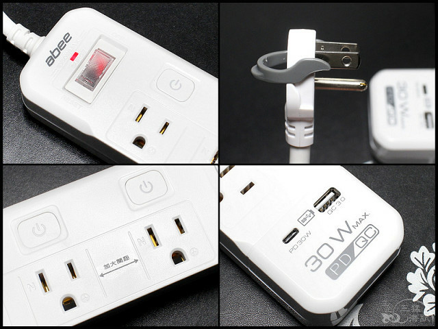 【快譯通abee EC-54631 1.8M電源延長線】5開4座、USB、TypeC快充,專利開關設計,BSMI最新安規,過載自動斷電!