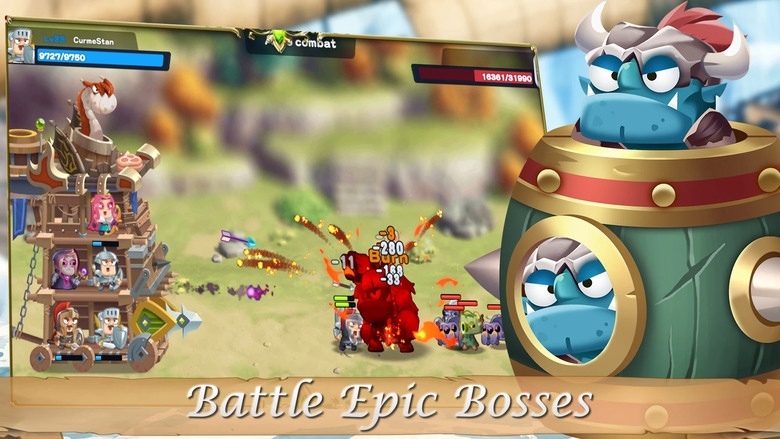 《Battle Towers - TD Royale RPG》皇家對戰塔防 中世紀魔法休閒塔防 | 升級戰車城堡 配置部件 召喚士兵、弓箭手、法師、大砲、激光 手動施放英雄技能 箭雨、冰暴冰凍敵人