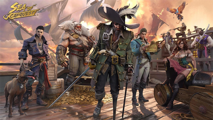 《Sea of Conquest: Pirate War》 征服之海: 海盜戰爭 全球冒險 探索港口與挑戰 打造你的旗艦 成為海盜王 | 組裝艦隊 建造船艙 召集船員開始冒險 加入海盜的尋寶之旅