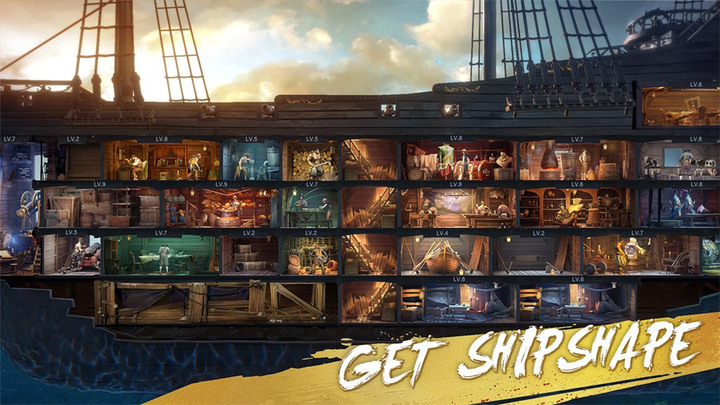 《Sea of Conquest: Pirate War》 征服之海: 海盜戰爭 全球冒險 探索港口與挑戰 打造你的旗艦 成為海盜王 | 組裝艦隊 建造船艙 召集船員開始冒險 加入海盜的尋寶之旅