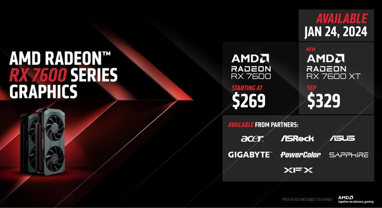 【CES2024】AMD 發表 Radeon RX 7600 XT 顯示卡 以 16GB 顯示卡配置應對新款遊戲與 AI 創作效能需求