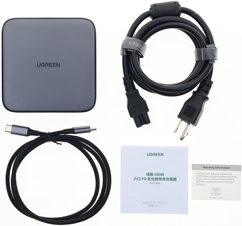 點我看大圖 UGREEN綠聯200W六埠GaN快速充電器CD271開箱