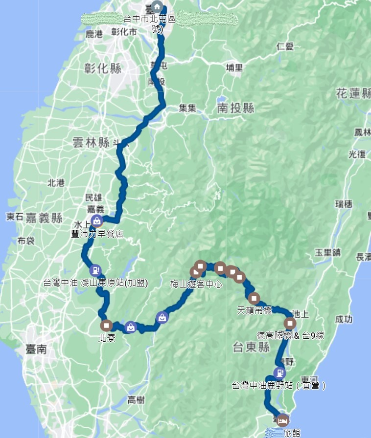 南橫沿途標高記錄