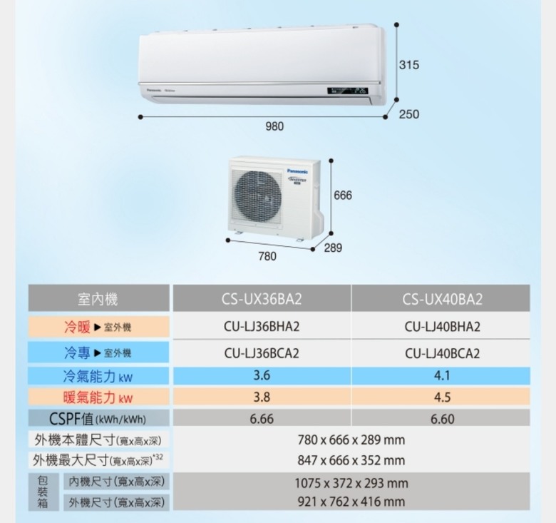 新的Panasonic UX系列空調，室外機該選LJ還是UX