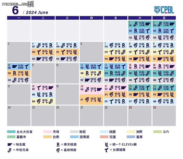 點我看大圖 棒球季回來了!2024年中華職棒完整賽程正式公佈!台北大巨蛋共將舉辦27場賽事