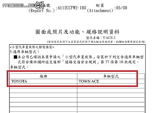 TOYOTA Town Ace Van胖卡車頂架開箱:裝車頂架必讀,內文介紹適用Town Ace各大廠牌車頂架規格及安裝車頂架變更行照/驗車各項法規規定