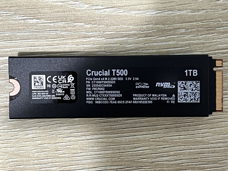 Crucial T500 1TB PCIe Gen4 NVMe M.2 SSD 含散熱器 主流新選擇