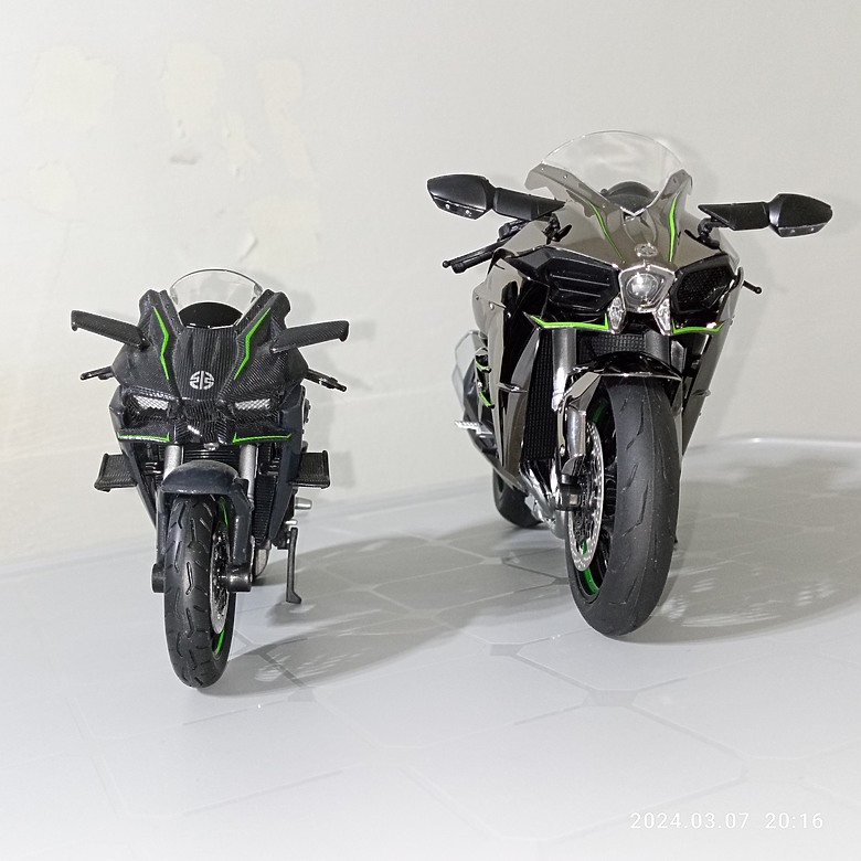 點我看大圖 【模型新手也能輕鬆組 Part1】MENG 1/9 KAWASAKI H2 悅色版 重機模型