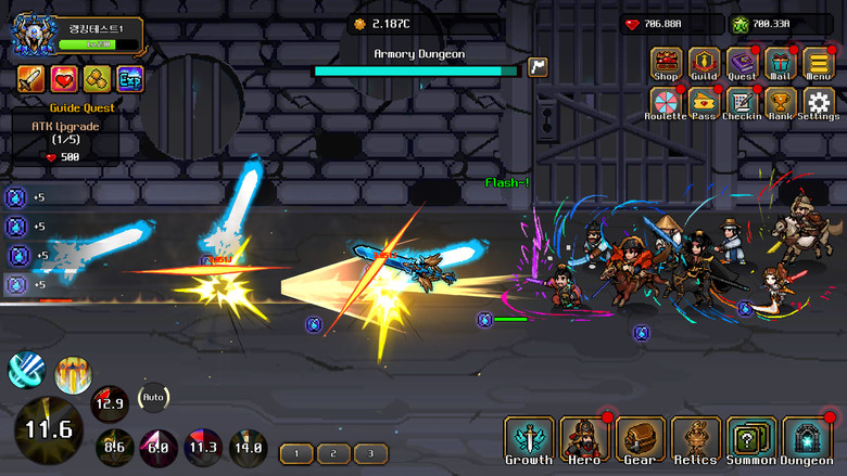 《Hero Sword - Idle RPG》 英雄之劍 像素風格放置型 RPG 墜入異次元重生為劍 | 轉生就是劍 召喚英雄、各式魔劍 組成小隊 施放酷炫魔法技能 擊敗魔物 拯救世界