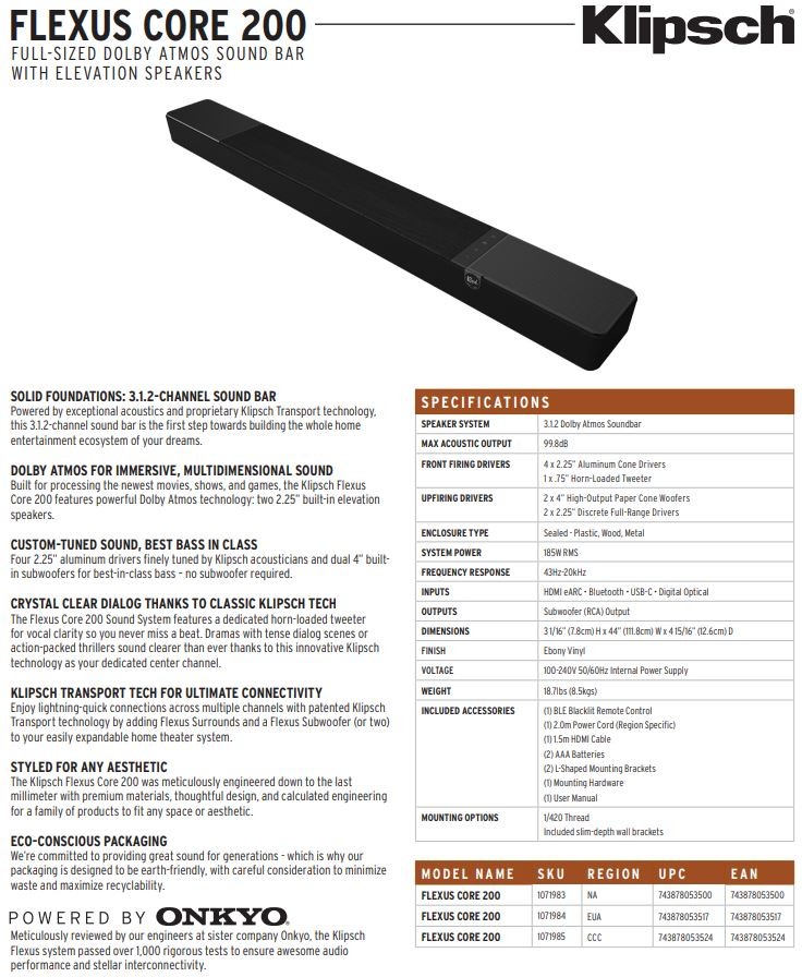 Klipsch / Onkyo強強聯手打造全新Soundbar劇院系統【Klipsch FLEXUS 】