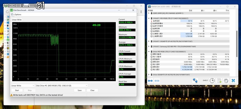 點我看大圖 微星 SPATIUM M580 FROZR PCIe 5.0 固態硬碟實測 以大型散熱設計打造更快傳輸效能