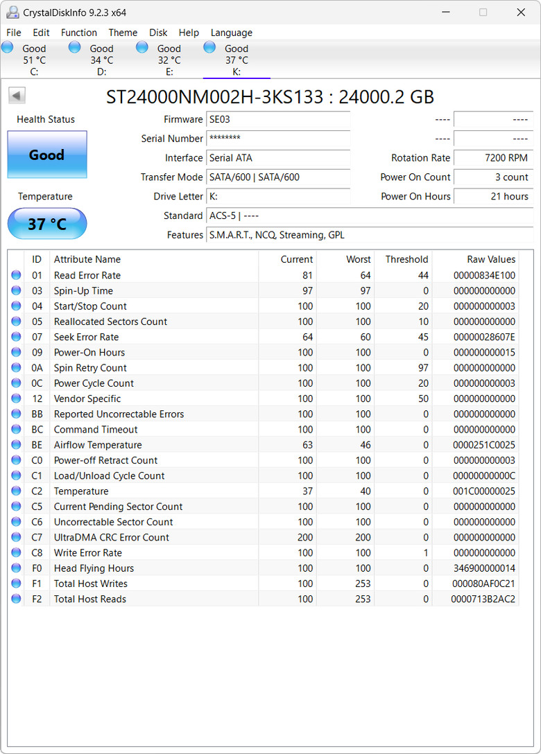 【開箱簡測】Seagate Exos X24 24TB ST24000NM002H 硬碟效能簡測 (圖多)