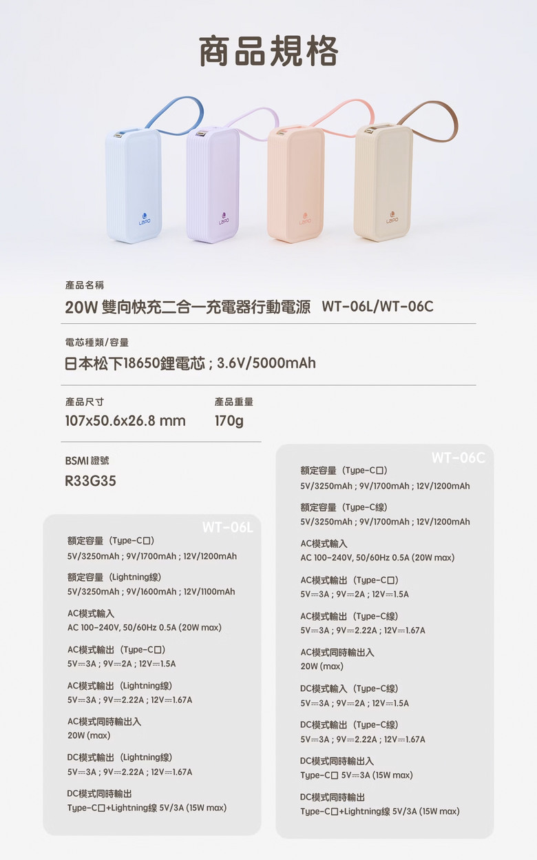點我看大圖 【開箱測試】LAPO WT-06C 二合一充電器行動電源 對比idmix ch10