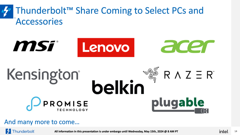 Intel 推出 Thunderbolt Share 功能 只要一條連接線就能傳輸檔案、共享螢幕滑鼠鍵盤硬碟超方便