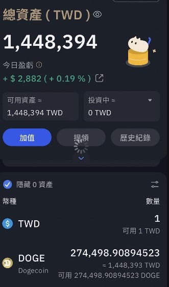 買了43萬顆狗狗幣，看能漲到多少？