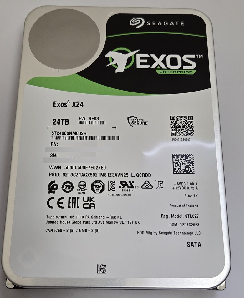 【開箱簡測】Seagate Exos X24 24TB ST24000NM002H 硬碟效能簡測 (圖多)